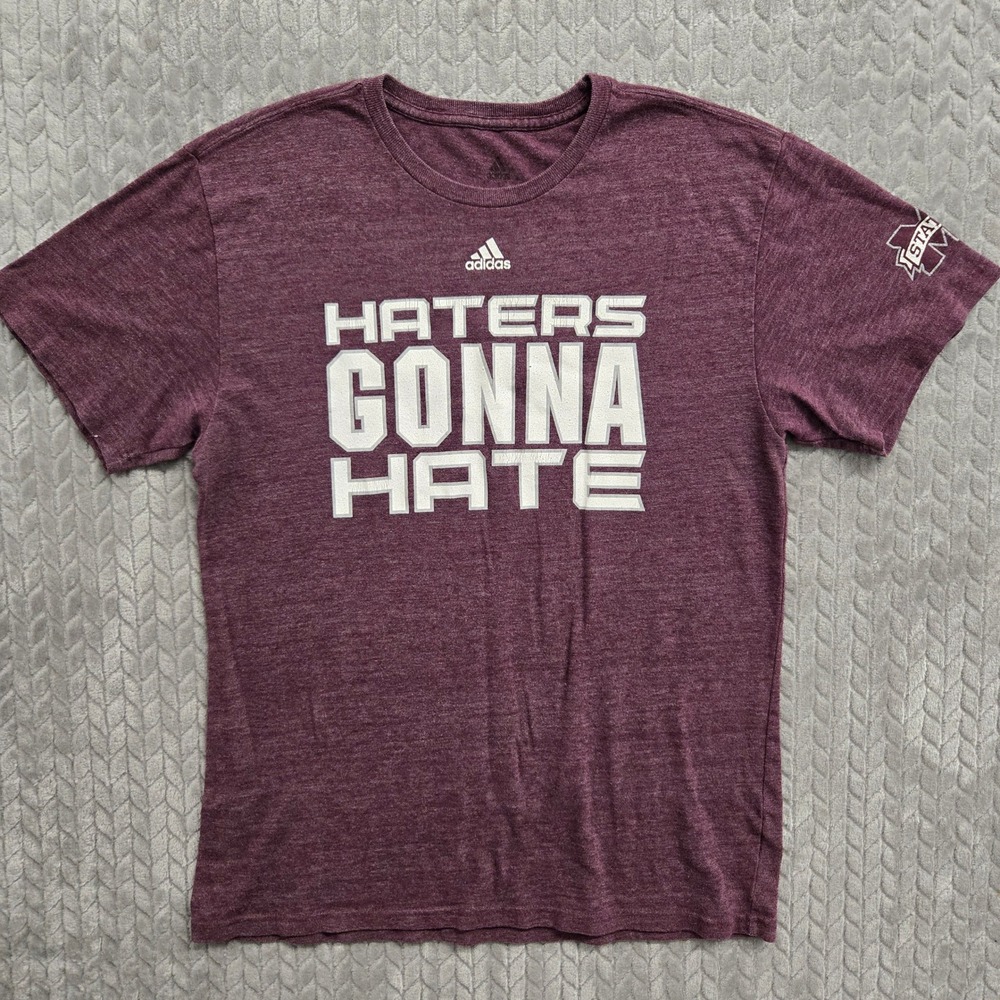 Adidas Mississippi State Maroon Haters Gonna Hate Graphic T Shirt Size Large